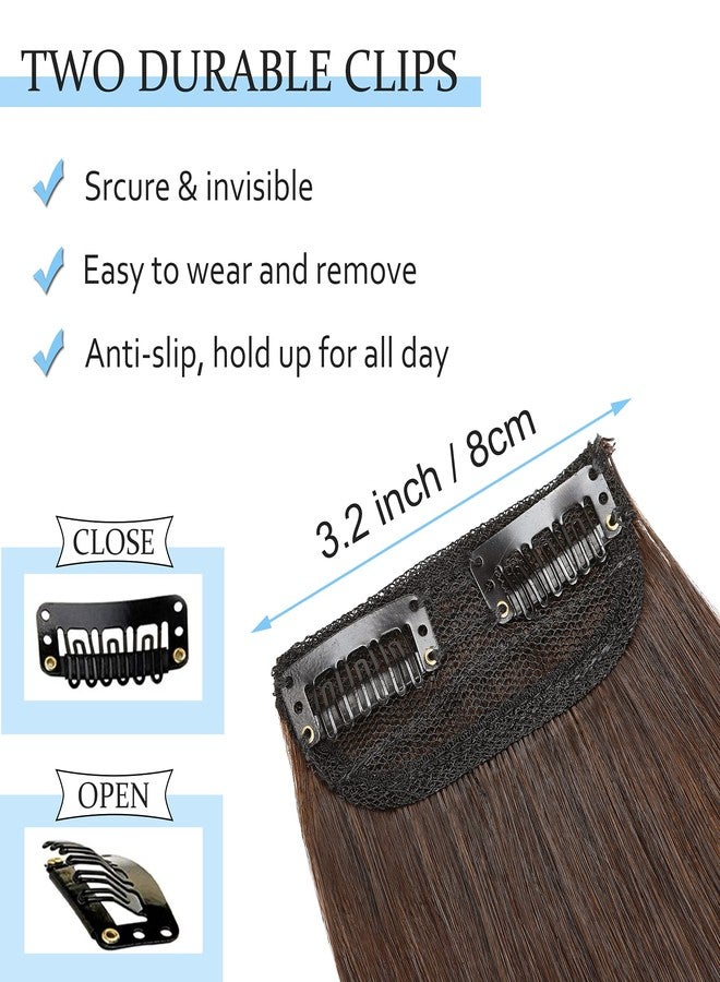 SEGO 2 Pcs Short Hair Extensions Clip in Human Hair 6 Inch 20g Hairpiece Human Hair Toppers for Women With Thinning Hair Adding Hair Volume -#04 Medium Brown - Image 3
